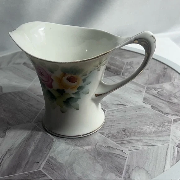 Antique Nippon Hand Painted Floral Creamer with Gold Trim – Crown Mark Japan - Picture 4 of 9